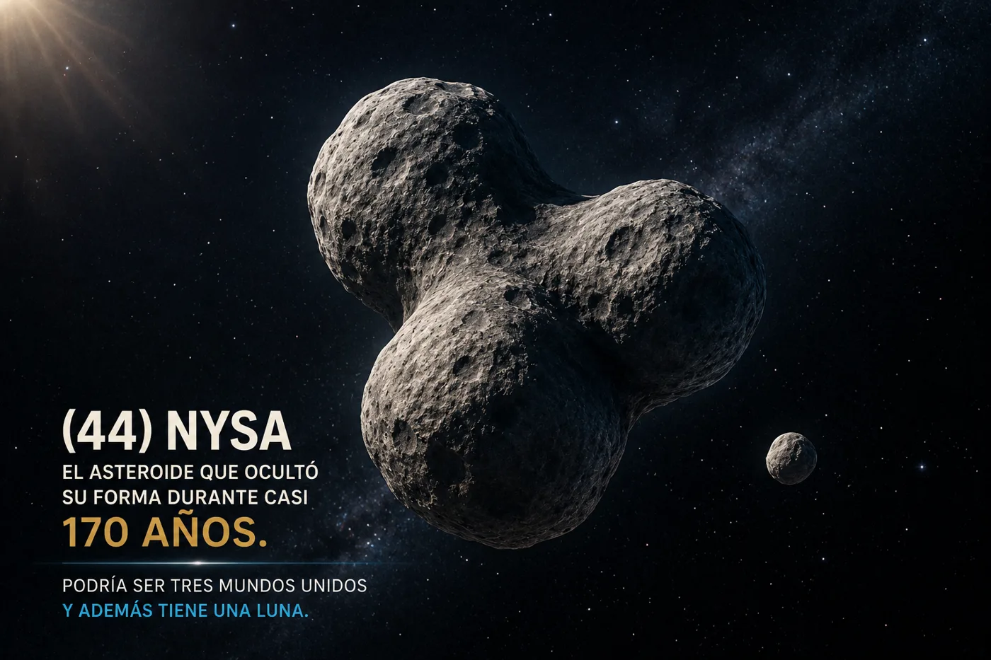 El asteroide que ocultó su forma durante casi 170 años: podría ser tres mundos unidos y además tiene una luna