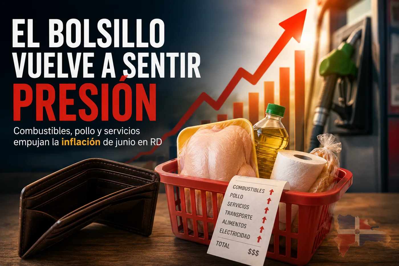 El bolsillo vuelve a sentir presión: combustibles, pollo y servicios empujan la inflación de junio en RD
