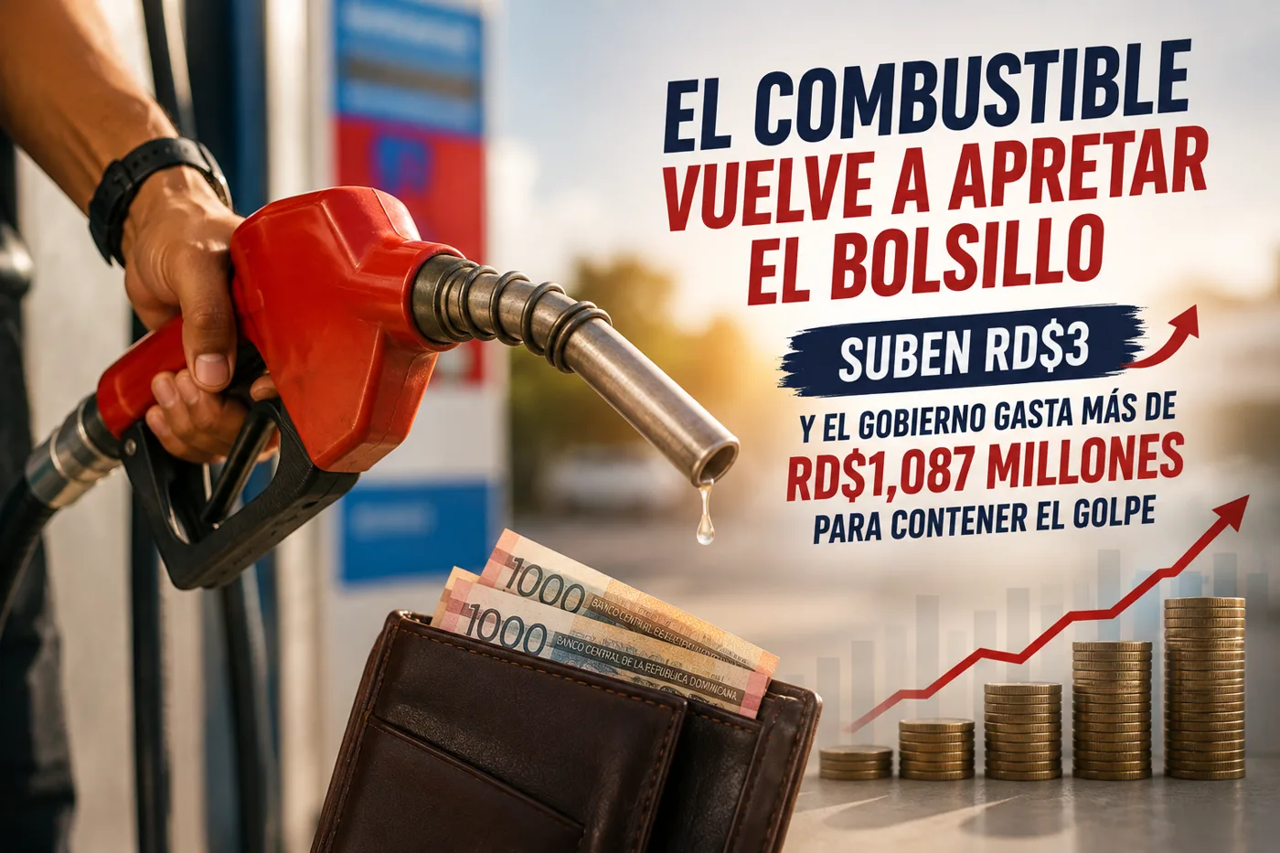El combustible vuelve a apretar el bolsillo: suben RD$3 y el Gobierno gasta más de RD$1,087 millones para contener el golpe