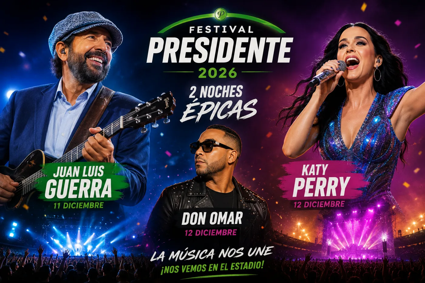 Festival Presidente destapa su cartel completo: Katy Perry debutará en RD y Juan Luis Guerra abrirá dos noches gigantes