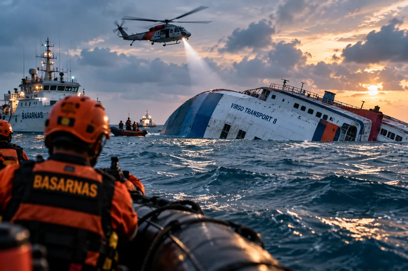 Indonesia intenta enderezar un ferry hundido mientras 126 personas siguen desaparecidas: así avanza la operación en el mar de Java