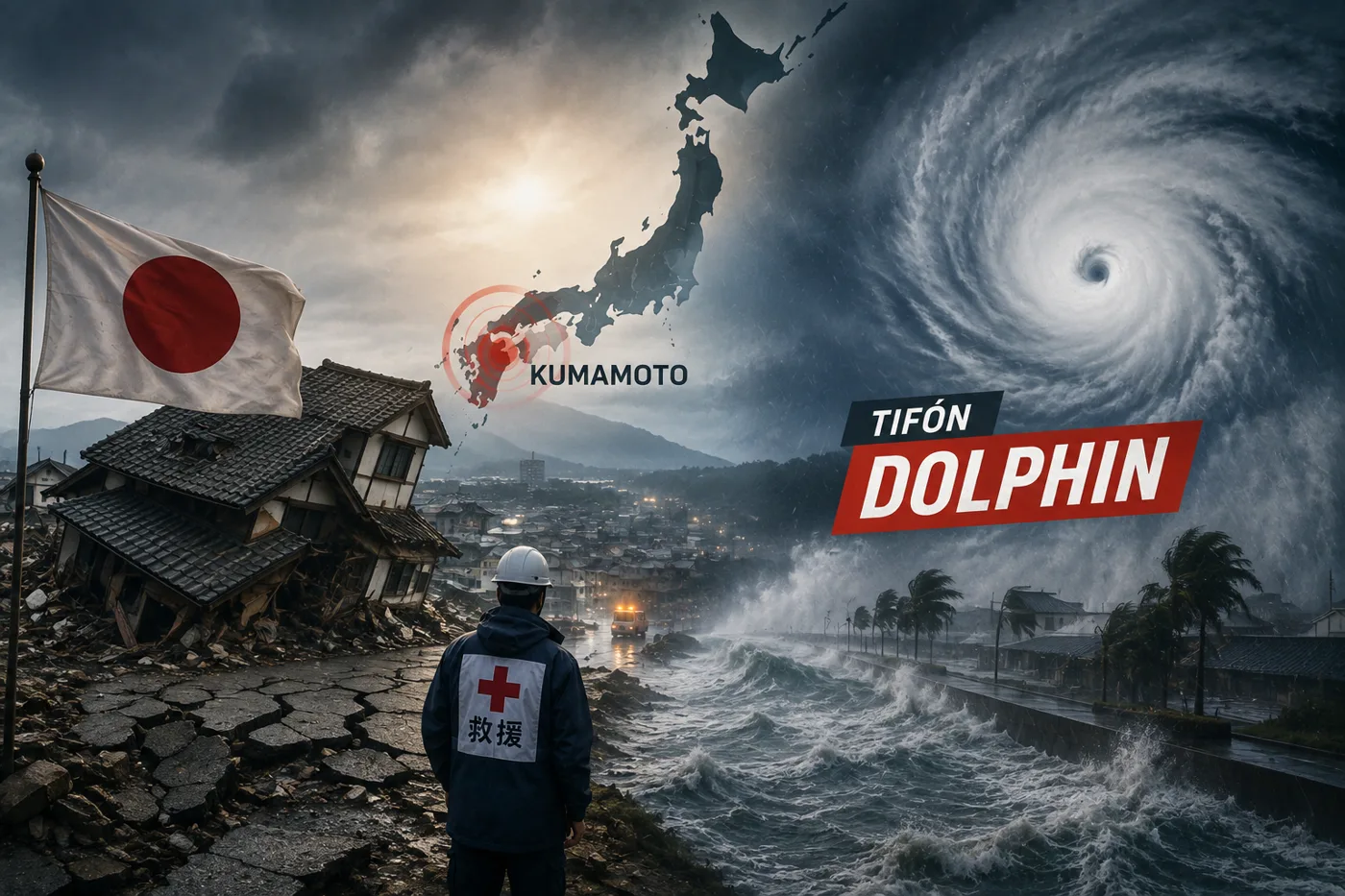 Japón entre terremoto y tifón: Kumamoto intenta levantarse mientras Dolphin amenaza el sur del país