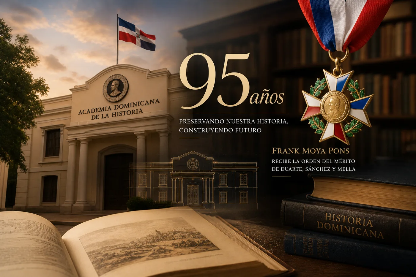 La historia dominicana tendrá nueva casa: la Academia cumple 95 años y Frank Moya Pons recibe una de las máximas distinciones del país