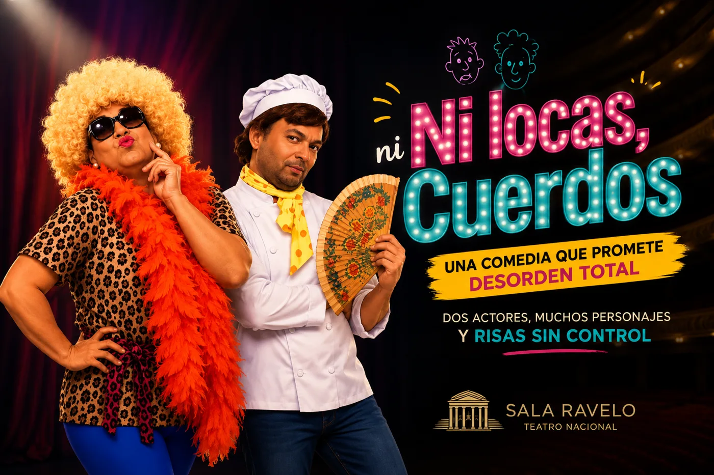 “Ni locas, ni Cuerdos” llega a la Sala Ravelo: dos actores, muchos personajes y una comedia que promete desorden total