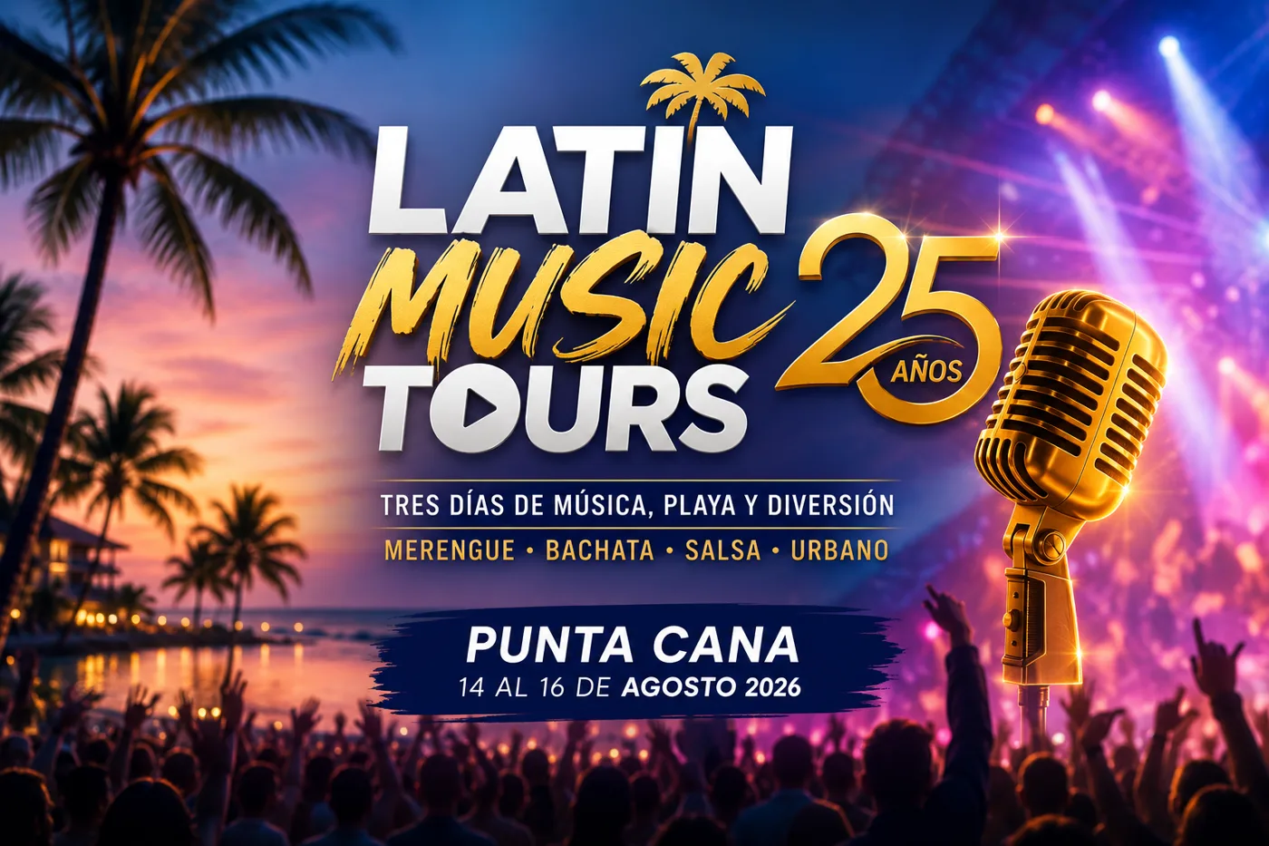 Punta Cana se prepara para bailar tres días: Latin Music Tours celebra 25 años con merengue, bachata, salsa y urbano