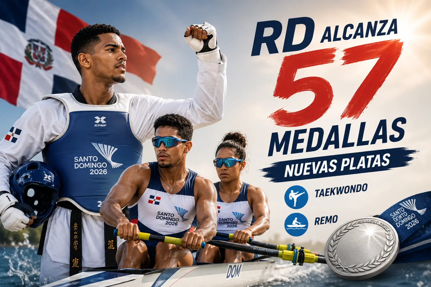 RD alcanza 57 medallas con nuevas platas en taekwondo y remo