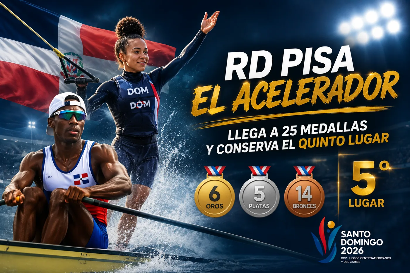 RD pisa el acelerador: llega a 25 medallas y conserva el quinto lugar